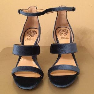 Vince Camuto Suede Blue High Heel Sandals. 6” Heel